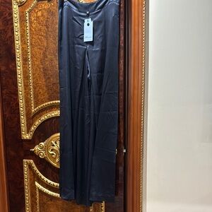 Elegant Black Silk Wide-Leg Pants